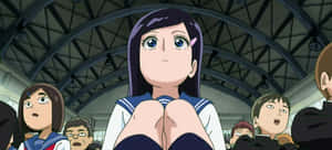 Tsubomi Takane Standing Gracefully Against A Vibrant Background Wallpaper