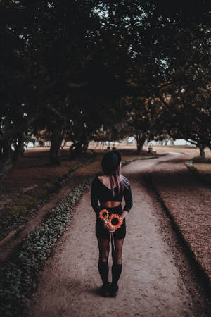 Tumblr Flower Girl In The Park Wallpaper