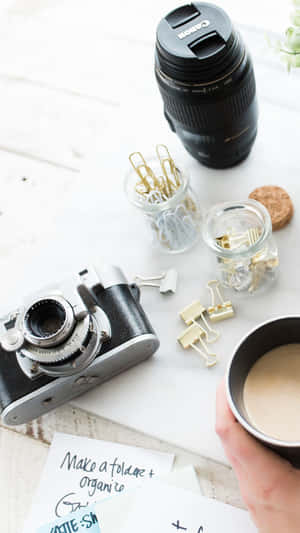 Tumblr Photography Camera And Binder Clips Wallpaper