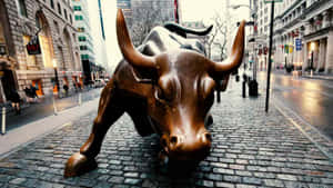 Tumultuous Charging Bull Sculpture Wallpaper