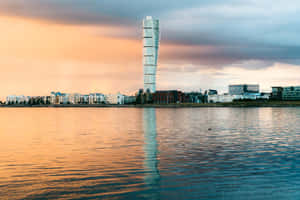 Turning Torso Skyscraper Malmo Sunset Wallpaper