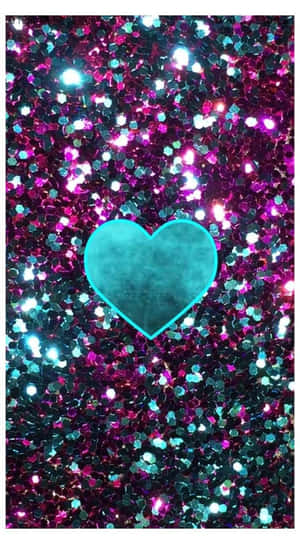 Turquoise Heart Glitter Backdrop Wallpaper