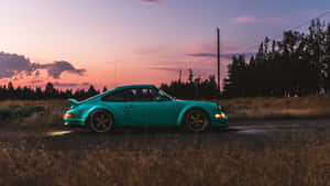 Turquoise R W B Porsche Dusk Silhouette Wallpaper