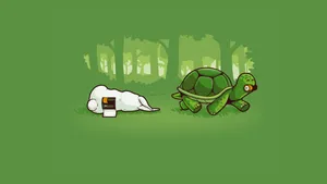 Turtle Wins Against Sleeping Hare Wallpaper