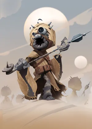 Tusken Raiders Looming In The Tatooine Desert