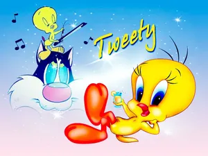 Tweety Playing Music With Sylvester Wallpaper