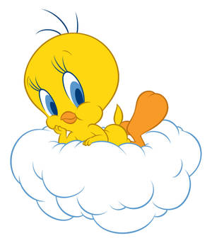 Tweety Posing On White Cloud Wallpaper