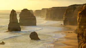 Twelve Apostles In Victoria Australia During Gloaming Wallpaper