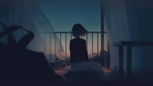 Twilight Balcony Solitude Anime Wallpaper