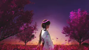 Twilight Blossom Anime Girl Wallpaper