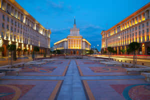 Twilight Cityscape Government Buildings Wallpaper