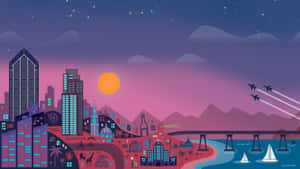 Twilight Cityscape Illustration Wallpaper