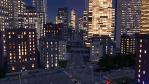 Twilight Cityscape Skyline Wallpaper