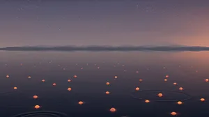 Twilight Glow Over Calm Waters Wallpaper