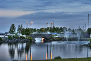 Twilight Marina Bridge Thunder Bay Wallpaper