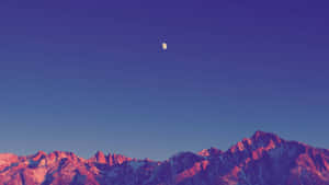 Twilight Moon Over Mountains Wallpaper