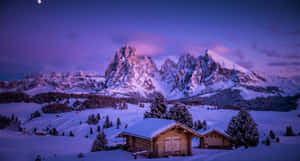 Twilight_ Mountain_ Cottage_ View Wallpaper