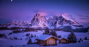 Twilight_ Mountain_ Cottage_ View Wallpaper