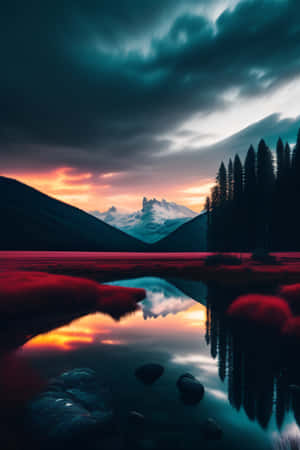 Twilight Mountain Reflections Wallpaper