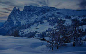 Twilight_ Mountain_ Snowscape Wallpaper