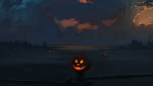 Twilight Pumpkin Lanterns Wallpaper