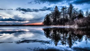 Twilight Reflections Lake Landscape Wallpaper