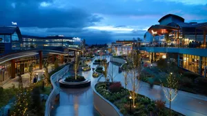 Twilight Shopping Center Panorama Wallpaper