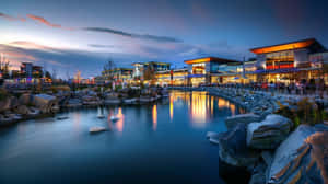 Twilight Shopping Center Reflections Wallpaper