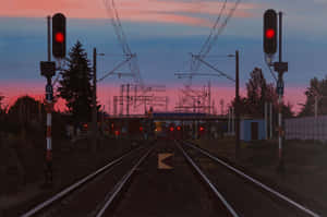 Twilight Train Tracks Liminal Space.jpg Wallpaper