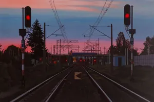 Twilight Train Tracks Liminal Space.jpg Wallpaper