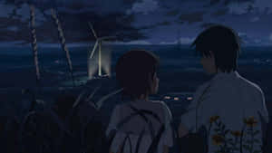 Twilight Wind Turbine Animated Scene Wallpaper