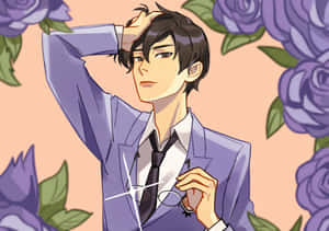 Twins Kaoru Hitachiin Striking A Pose In A Mysterious Setting Wallpaper