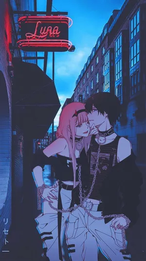 Two Anime Characters In An Intimate Aesthetic Moment Wallpaper