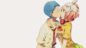 Two Anime Characters Kissing Each Other Wallpaper