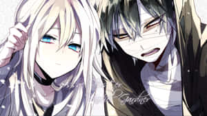 Two Anime Characters With Blue Eyes And White Hair Wallpaper