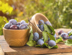 Two Bowls Of Damson Plums Wallpaper