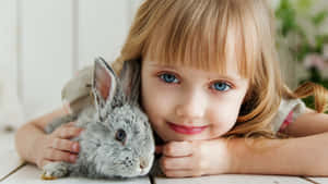 Two Cute Bunny Rabbits Cuddled Up Together Wallpaper