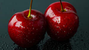 Two Cute Cherries Macro Shot Wallpaper