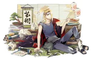 Two Determined Akatsuki Members- Deidara And Akatsuki. Wallpaper