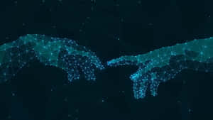 Two Hands Reaching Out To Each Other On A Black Background Wallpaper