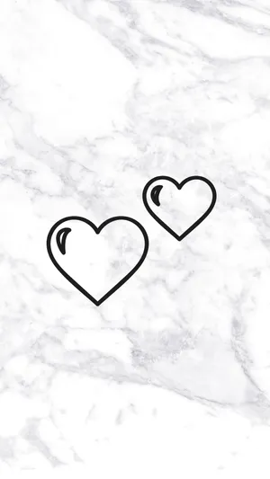 Two Hearts Black White Marble Iphone Wallpaper