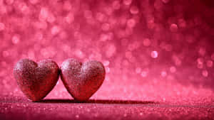 Two Hearts On A Red Background Wallpaper