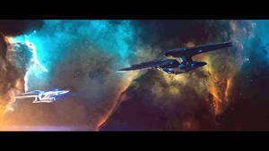 Two Iconic Ships Of Star Trek Face Off Wallpaper