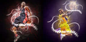 Two Icons Of Basketball – Michael Jordan And Kobe Bryant. Wallpaper