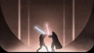 Two Jedi Wielding Glowing Sabers Battle In An Epic Lightsaber Duel Wallpaper