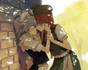 Two Lesbian Anime Characters In Love Wallpaper