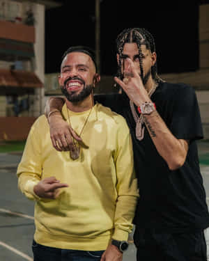 Two Men Nighttime Casual Encounter Wallpaper