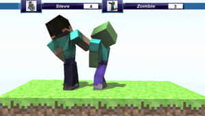 Two Minecraft Warriors Battling In An Epic Pvp Duel Wallpaper