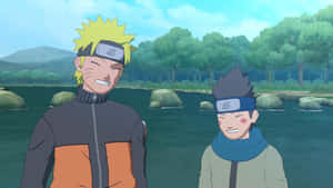 Two Naruto Characters Standing Next To A River Wallpaper