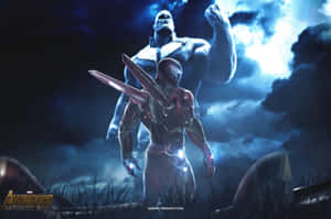 Two Of Marvels Mightiest Characters, Iron Man And Thanos, Clash In A Battle For Supremacy. Wallpaper